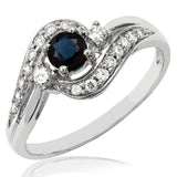 Gemstone Swirl Ring with Diamond Accent