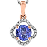 Clover Gemstone Pendant with Diamond Frame