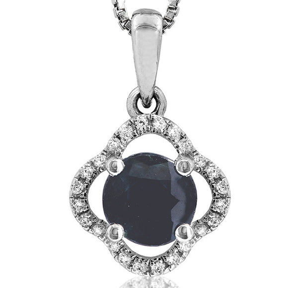 Clover Gemstone Pendant with Diamond Frame