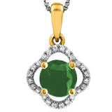 Clover Gemstone Pendant with Diamond Frame