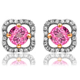 Clover Gemstone Stud Earrings with Diamond Frame