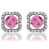 Clover Gemstone Stud Earrings with Diamond Frame