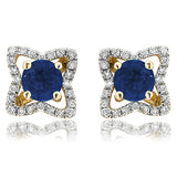 Cross Gemstone Stud Earrings with Diamond Frame