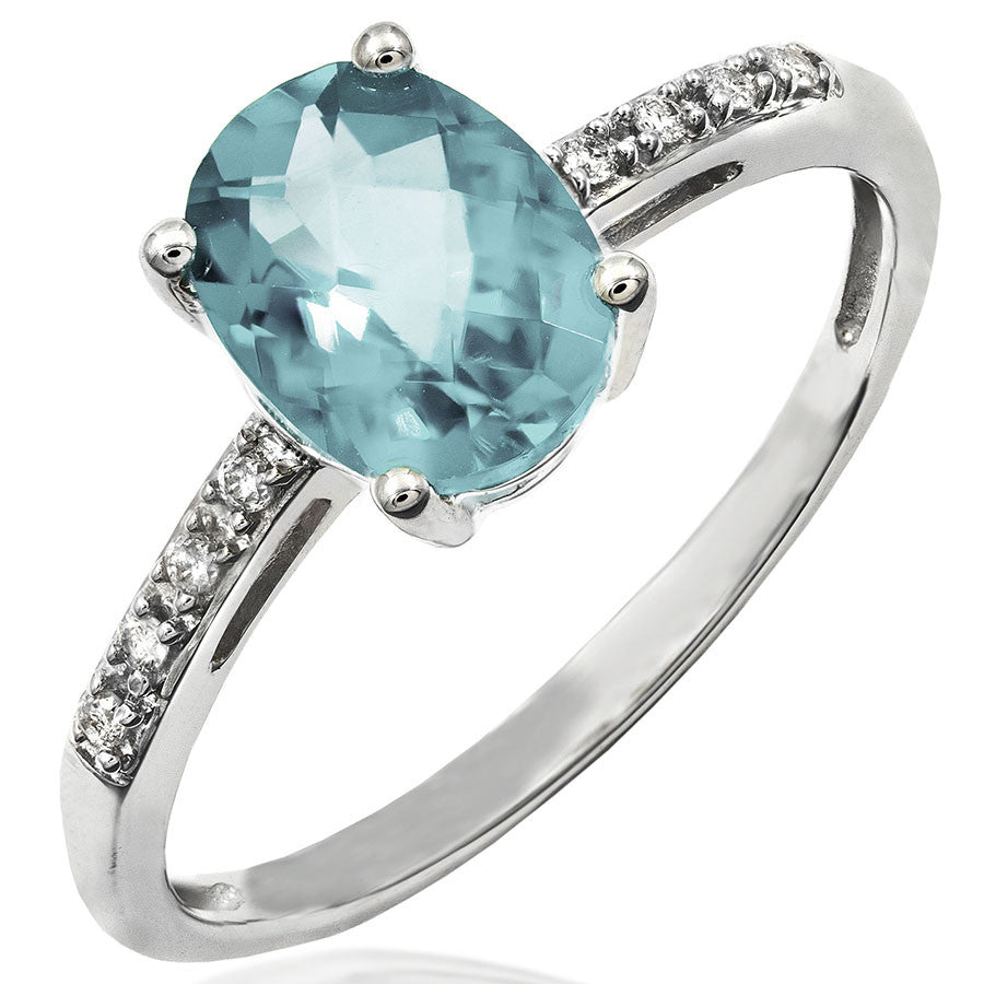 Oval Gemstone Ring with Diamond Accent