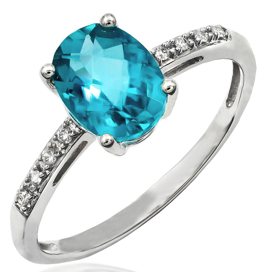 Oval Gemstone Ring with Diamond Accent
