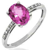 Oval Gemstone Ring with Diamond Accent