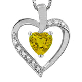 Heart Gemstone Pendant with Diamond Accent