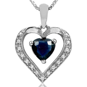 Gemstone Heart Pendant with Diamond Accent