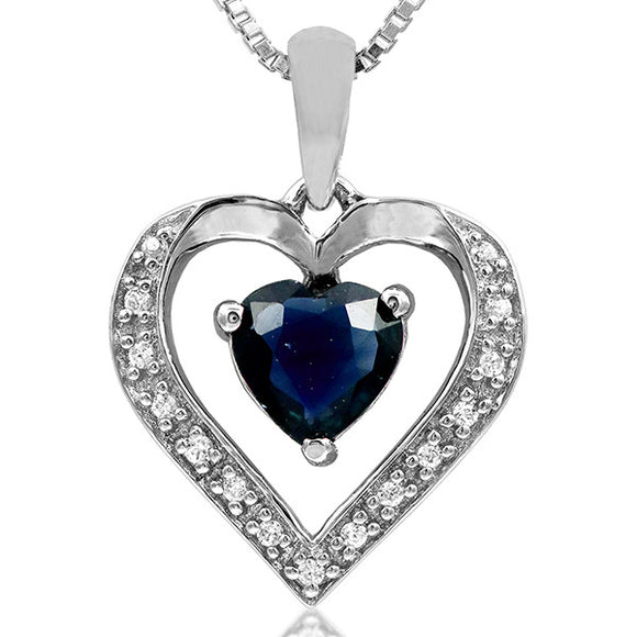 Gemstone Heart Pendant with Diamond Accent