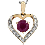 Gemstone Heart Pendant with Diamond Accent