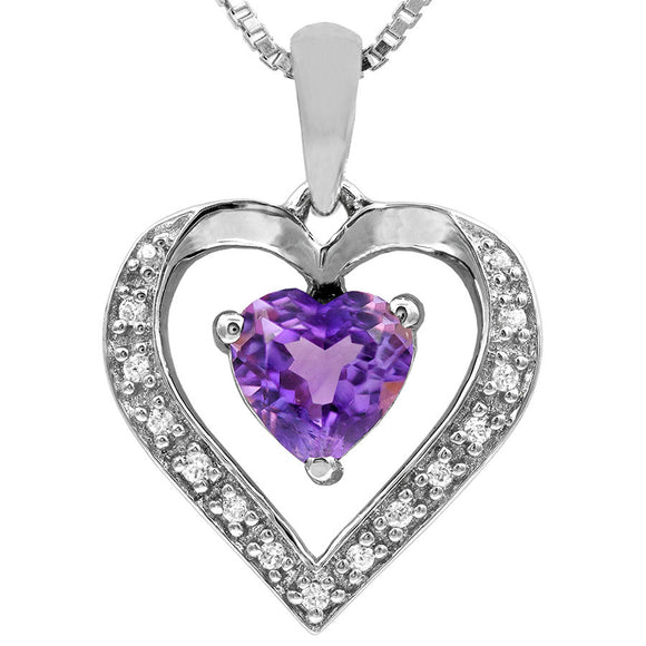 Heart Gemstone Pendant with Diamond Accent