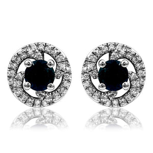 Gemstone Swirl Stud Earrings with Diamond Frame