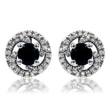 Gemstone Swirl Stud Earrings with Diamond Frame