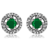 Gemstone Swirl Stud Earrings with Diamond Frame