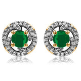 Gemstone Swirl Stud Earrings with Diamond Frame
