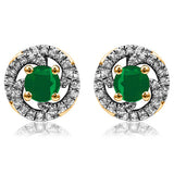 Gemstone Swirl Stud Earrings with Diamond Frame