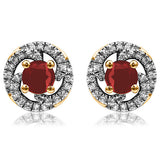 Gemstone Swirl Stud Earrings with Diamond Frame