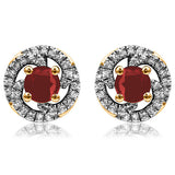 Gemstone Swirl Stud Earrings with Diamond Frame
