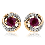 Gemstone Swirl Stud Earrings with Diamond Accent