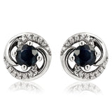 Gemstone Swirl Stud Earrings with Diamond Accent