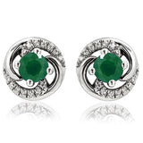 Gemstone Swirl Stud Earrings with Diamond Accent