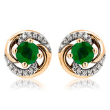 Gemstone Swirl Stud Earrings with Diamond Accent