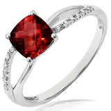 Cushion Gemstone Ring with Diamond Accent and Split Shoulders