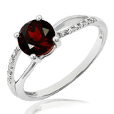 Gemstone Ring with Diamond Accent and Split Shoulders