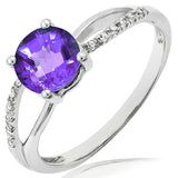 Gemstone Ring with Diamond Accent and Split Shoulders