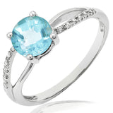 Gemstone Ring with Diamond Accent and Split Shoulders