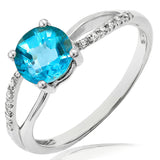 Gemstone Ring with Diamond Accent and Split Shoulders