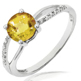 Gemstone Ring with Diamond Accent and Split Shoulders