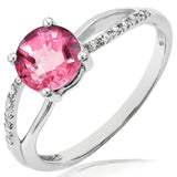 Gemstone Ring with Diamond Accent and Split Shoulders