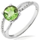 Gemstone Ring with Diamond Accent and Split Shoulders