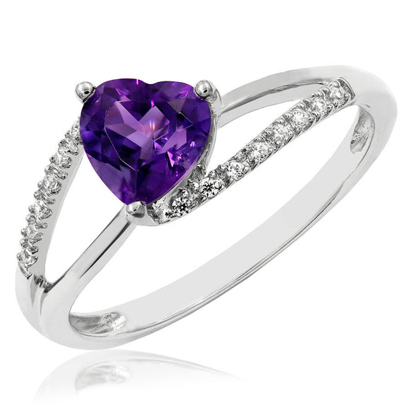 Heart Gemstone Ring with Diamond Accent