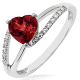 Heart Gemstone Ring with Diamond Accent
