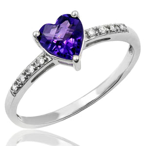 Heart Gemstone Ring with Diamond Accent