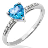 Heart Gemstone Ring with Diamond Accent