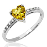 Heart Gemstone Ring with Diamond Accent