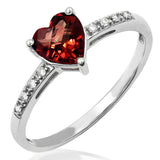 Heart Gemstone Ring with Diamond Accent