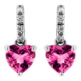 Heart Gemstone Earrings with Diamond Accent