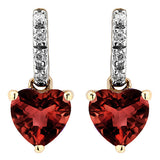 Heart Gemstone Earrings with Diamond Accent