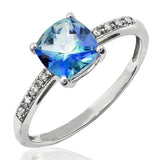 Cushion Gemstone Ring with Diamond Accent