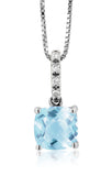 Cushion Gemstone Pendant with Diamond Bail