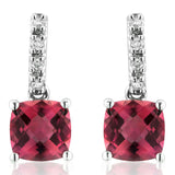 Cushion Gemstone Earrings with Diamond Accent