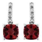 Cushion Gemstone Earrings with Diamond Accent