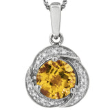 Whirl Gemstone Pendant with Diamond Frame