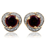 Gemstone Whirl Stud Earrings with Diamond Frame