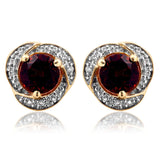 Gemstone Whirl Stud Earrings with Diamond Frame
