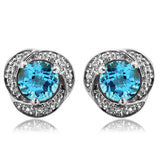 Gemstone Whirl Stud Earrings with Diamond Frame